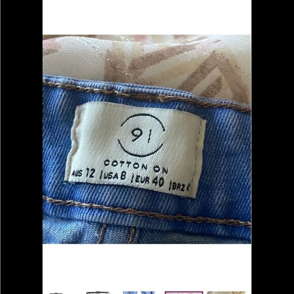 Cotton On Mid Grazer Skinny Jeans with Exposed Button Fly. Size 8. - Picture 7 of 8